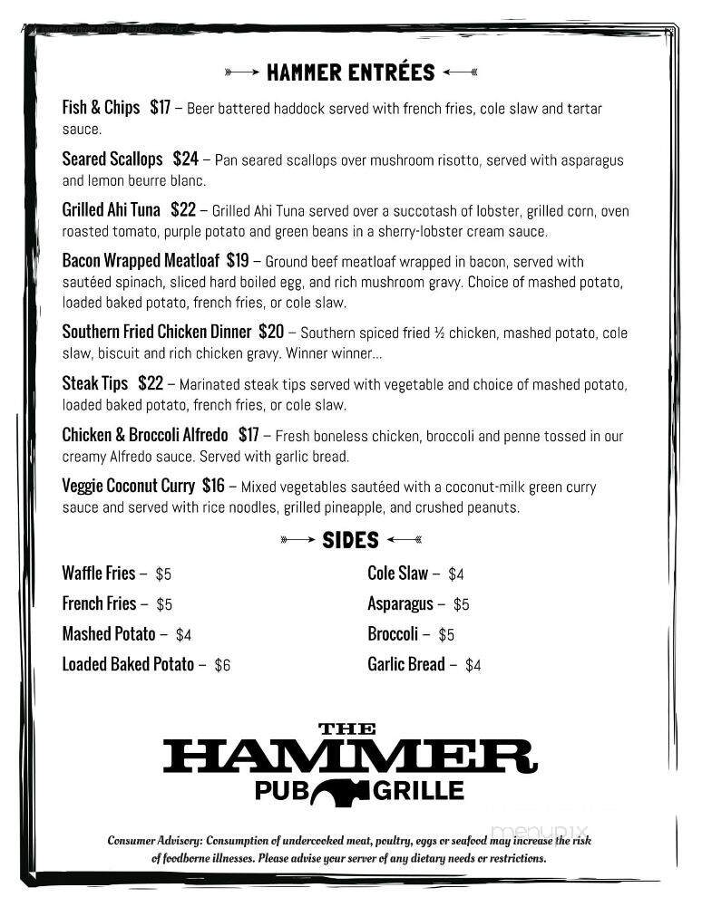 The Hammer Pub and Grille - Portsmouth, NH menu_pic