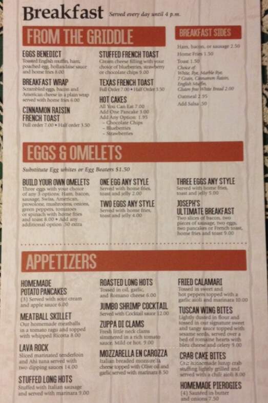 Joseph's - Peckville, PA menu_pic