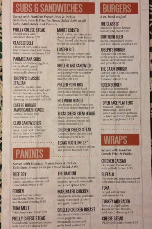 Joseph's - Peckville, PA menu_pic