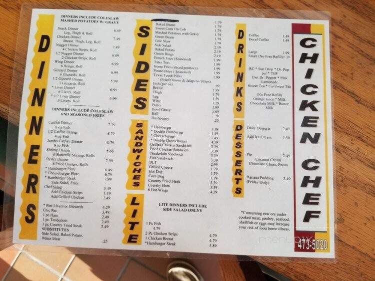 Chicken Chef - McMinnville, TN menu_pic