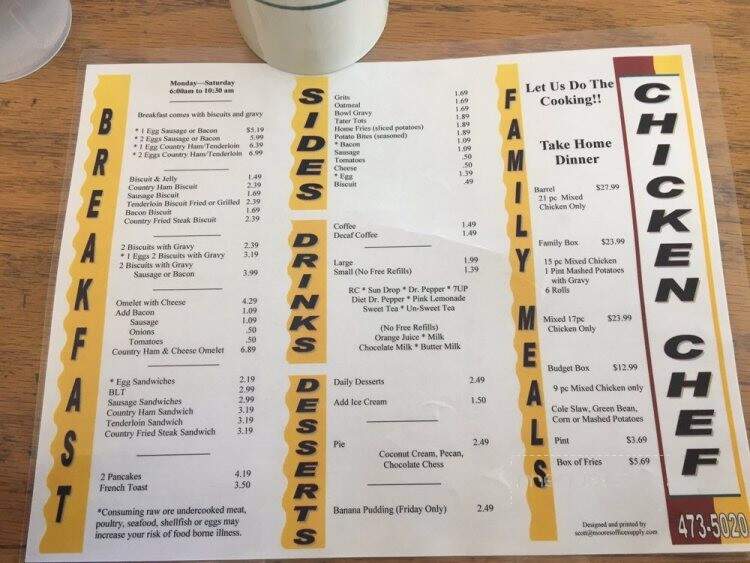 Chicken Chef - McMinnville, TN menu_pic