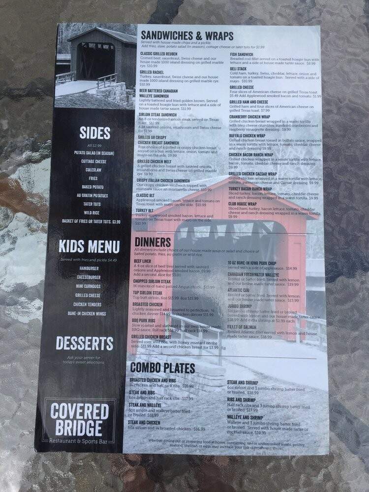 Covered Bridge Family Restaurant - Zumbrota, MN menu_pic