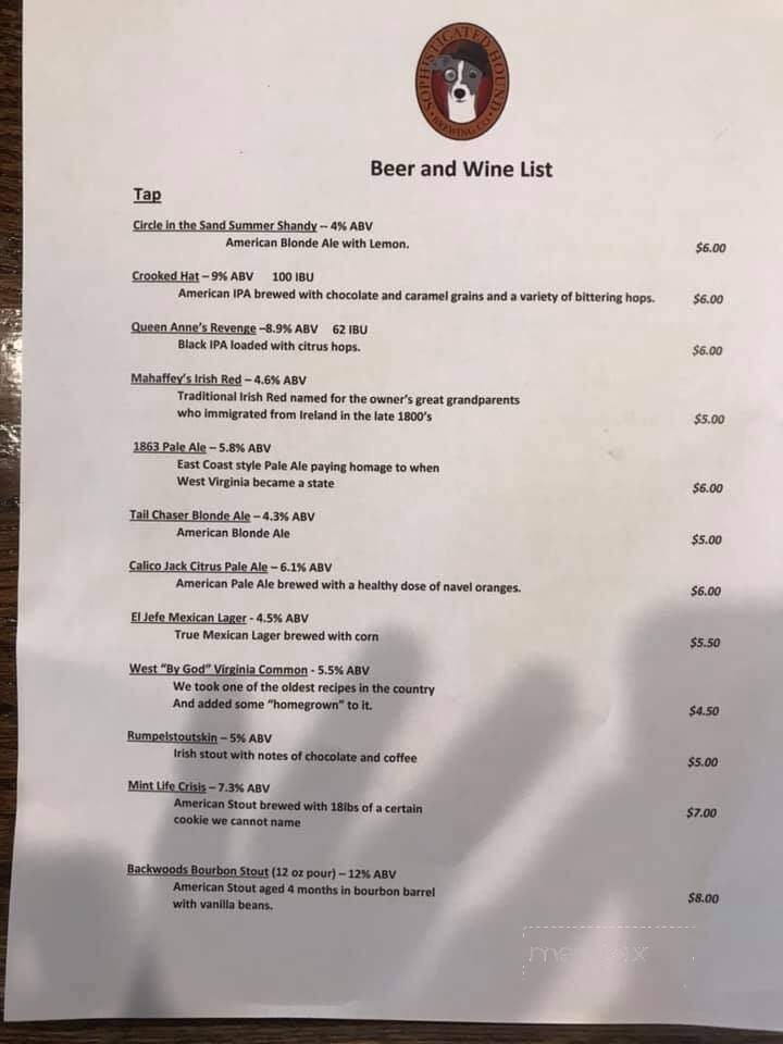 Sophisticated Hound Brewing - Princeton, WV menu_pic