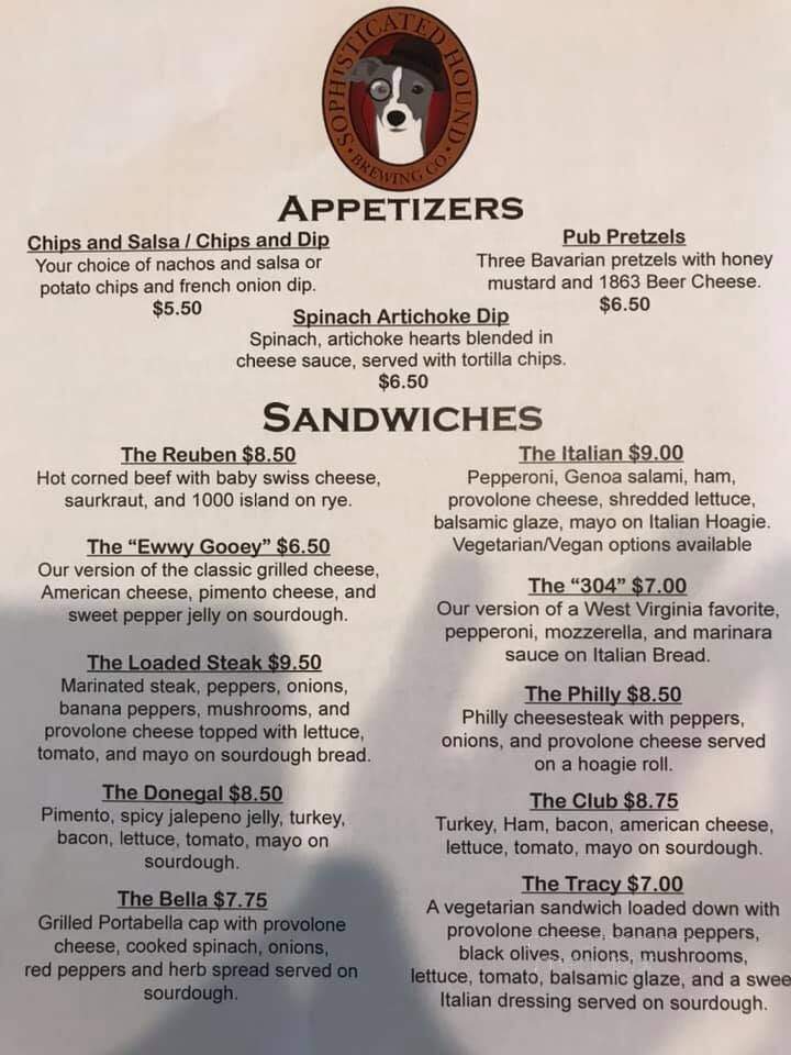 Sophisticated Hound Brewing - Princeton, WV menu_pic