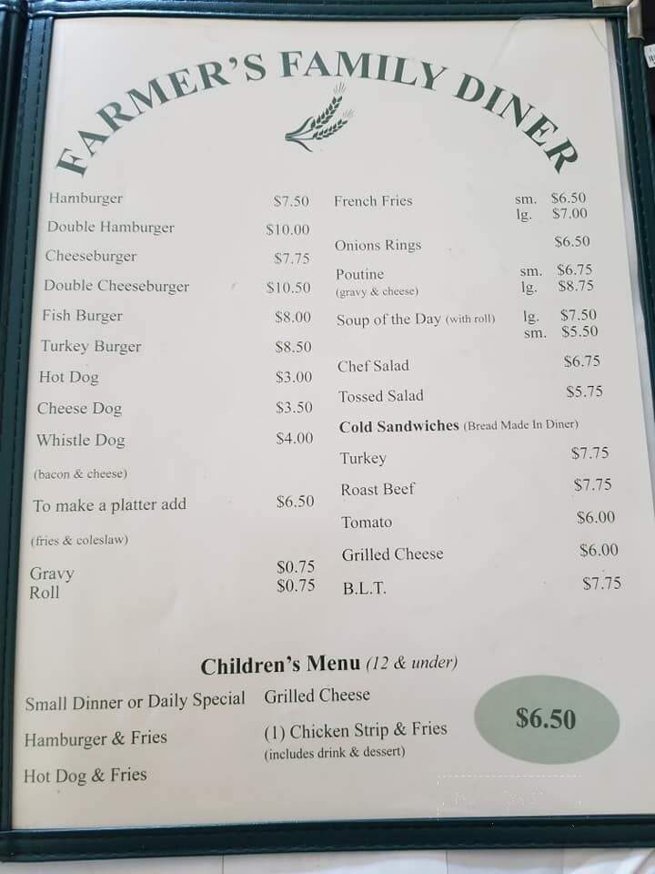 The Farmer's Family Diner - Aylesford, NS menu_pic