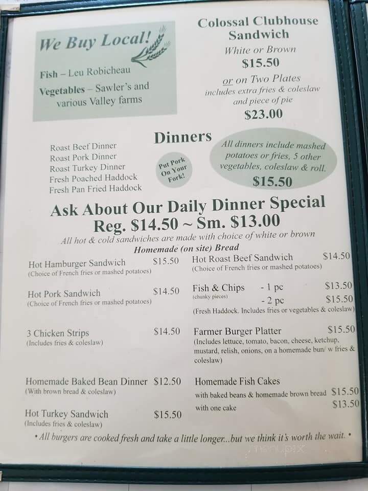 The Farmer's Family Diner - Aylesford, NS menu_pic