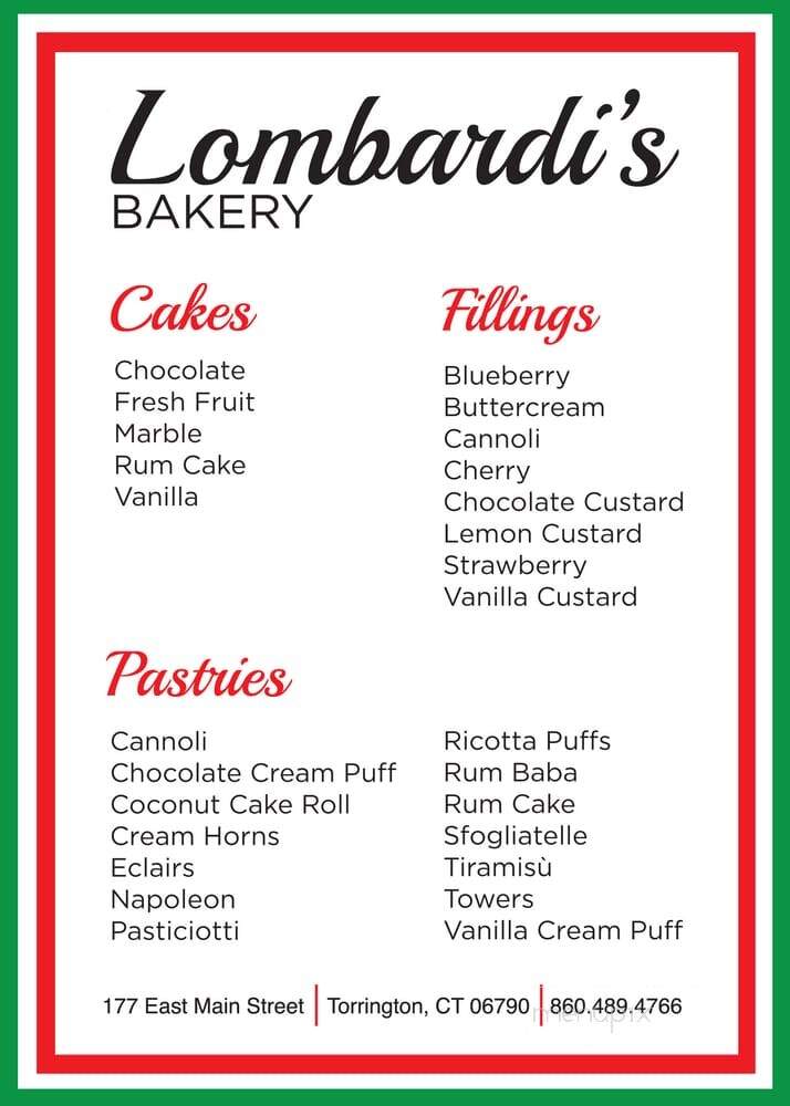 Lombardis Bakery - Torrington, CT menu_pic