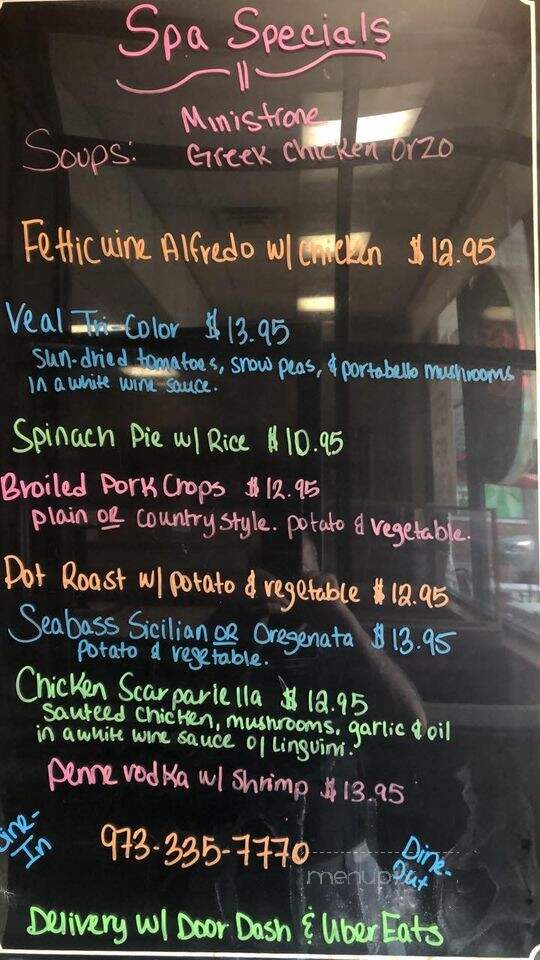 Spa Restaurant - Lake Hiawatha, NJ menu_pic