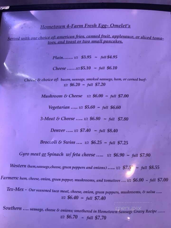 Home Town Family Restaurant - Lagrange, IN menu_pic