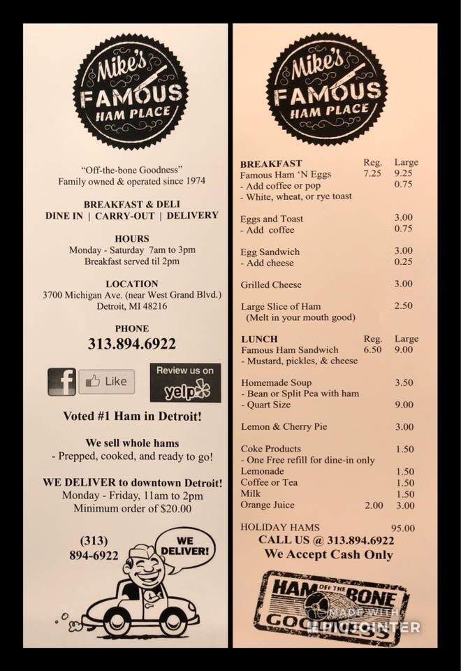 Mike's Famous Ham Place - Detroit, MI menu_pic