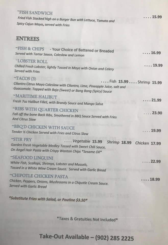 Main Street Restaurant & Bakery - Ingonish, NS menu_pic