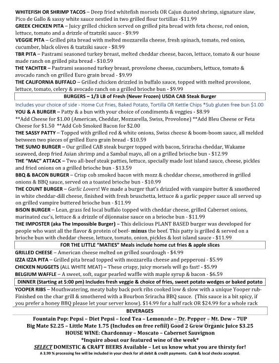 The Gangplank - St Ignace, MI menu_pic