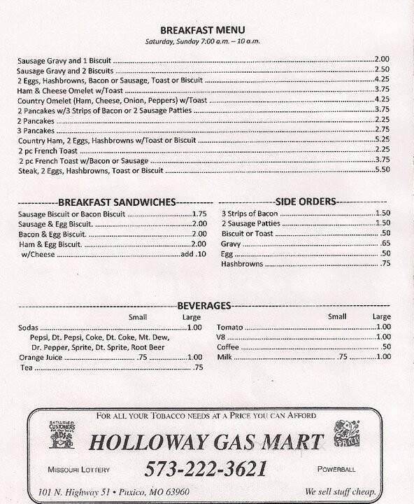 Don's Restaurant & Lounge - Wappapello, MO menu_pic