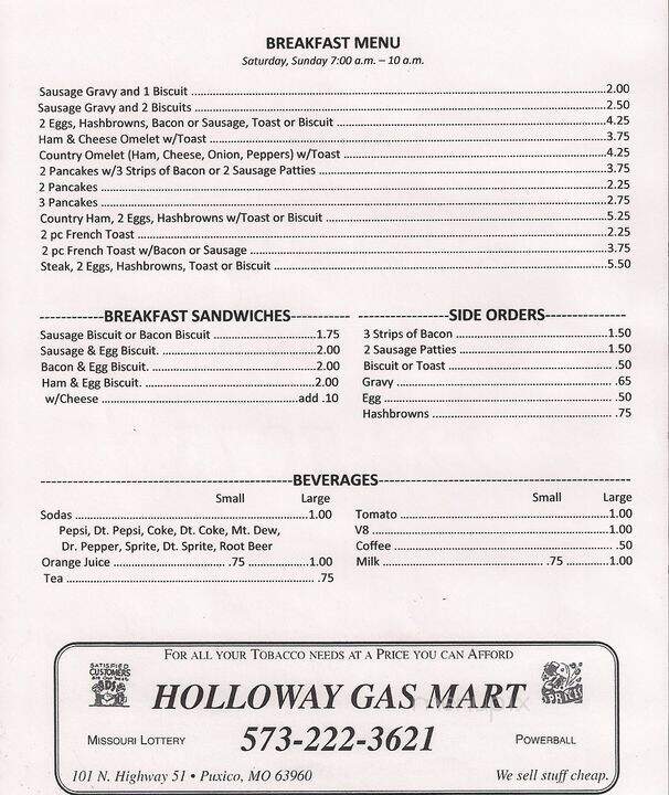 Don's Restaurant & Lounge - Wappapello, MO menu_pic