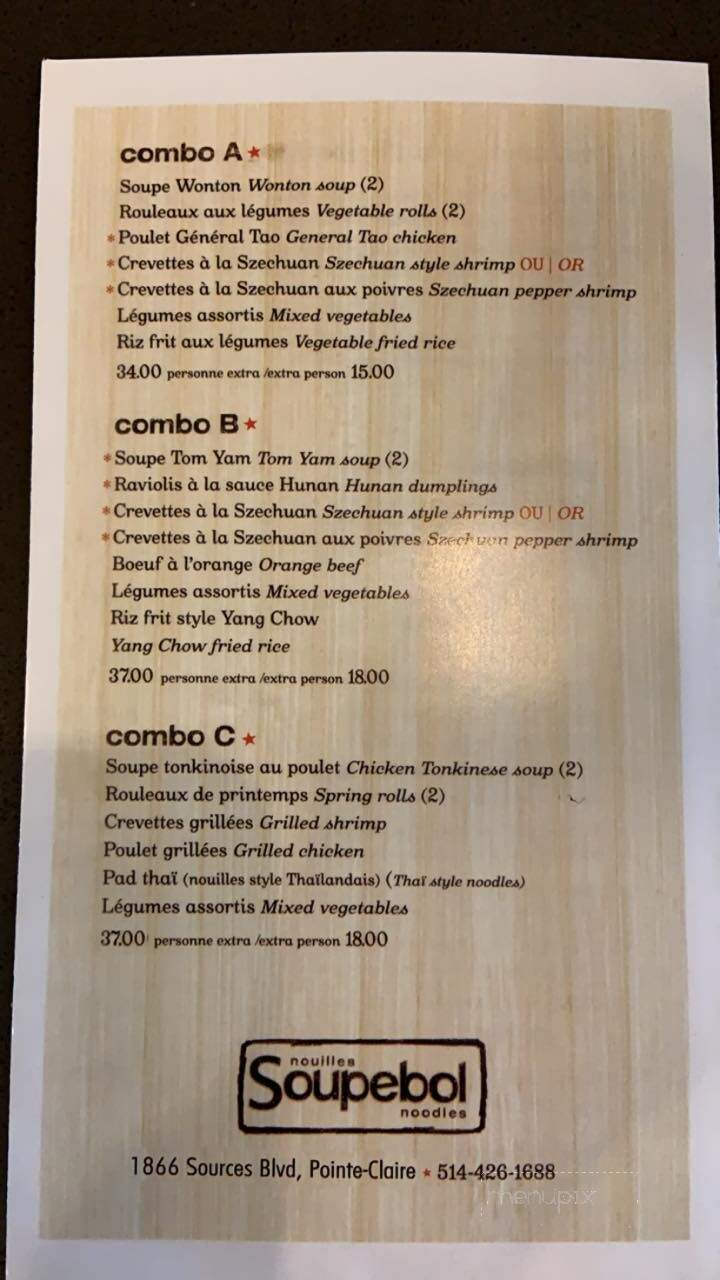 Restaurant Soupebol - Pointe-Claire, QC menu_pic