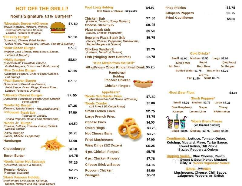 Noel's Drive-In - Fallentimber, PA menu_pic