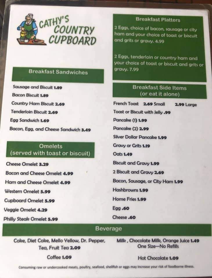 Cathy's Country Cupboard - Westmoreland, TN menu_pic