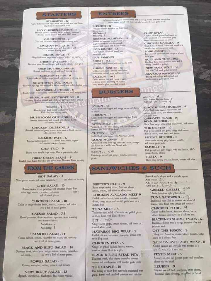 Drifter's Restaurant and Lounge - Saint Clair, MI menu_pic
