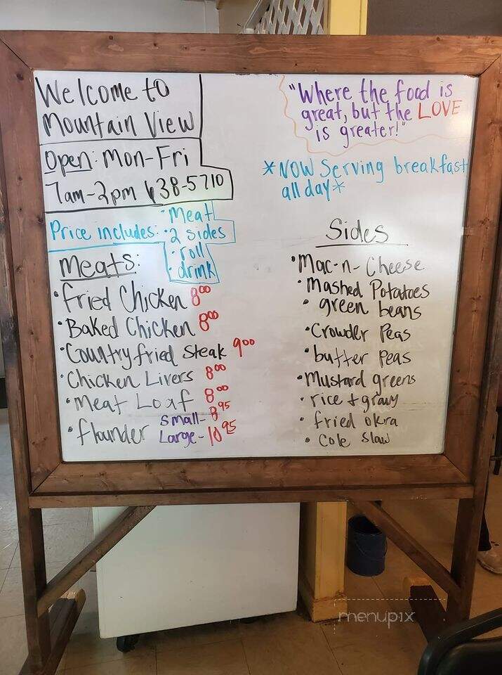 Mountain View Restaurant - Walhalla, SC menu_pic