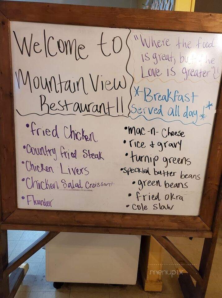 Mountain View Restaurant - Walhalla, SC menu_pic
