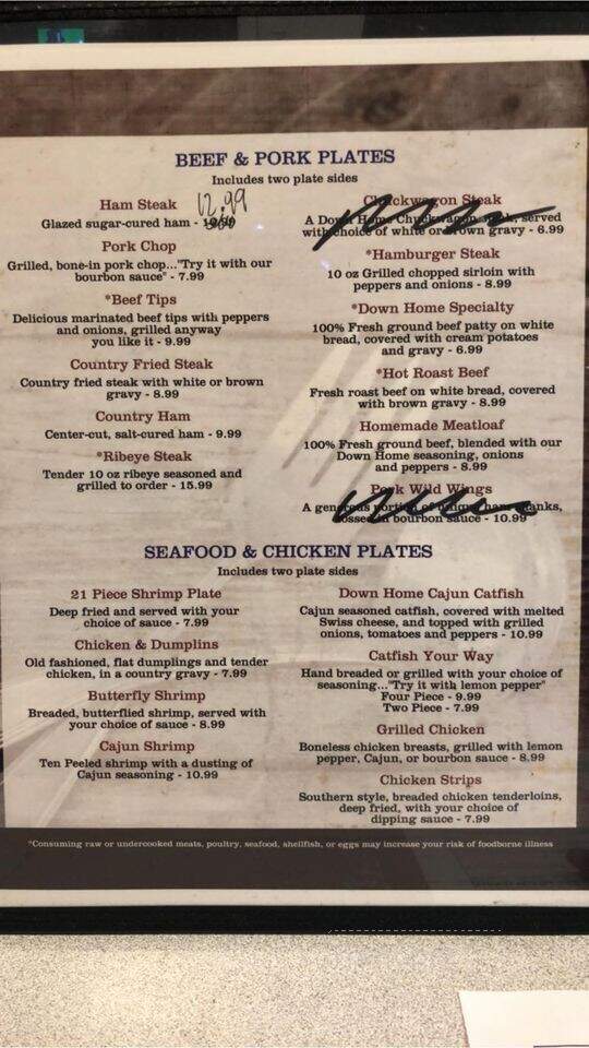 Down Home Restaurant - Rutledge, TN menu_pic