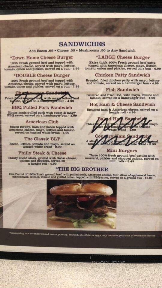 Down Home Restaurant - Rutledge, TN menu_pic
