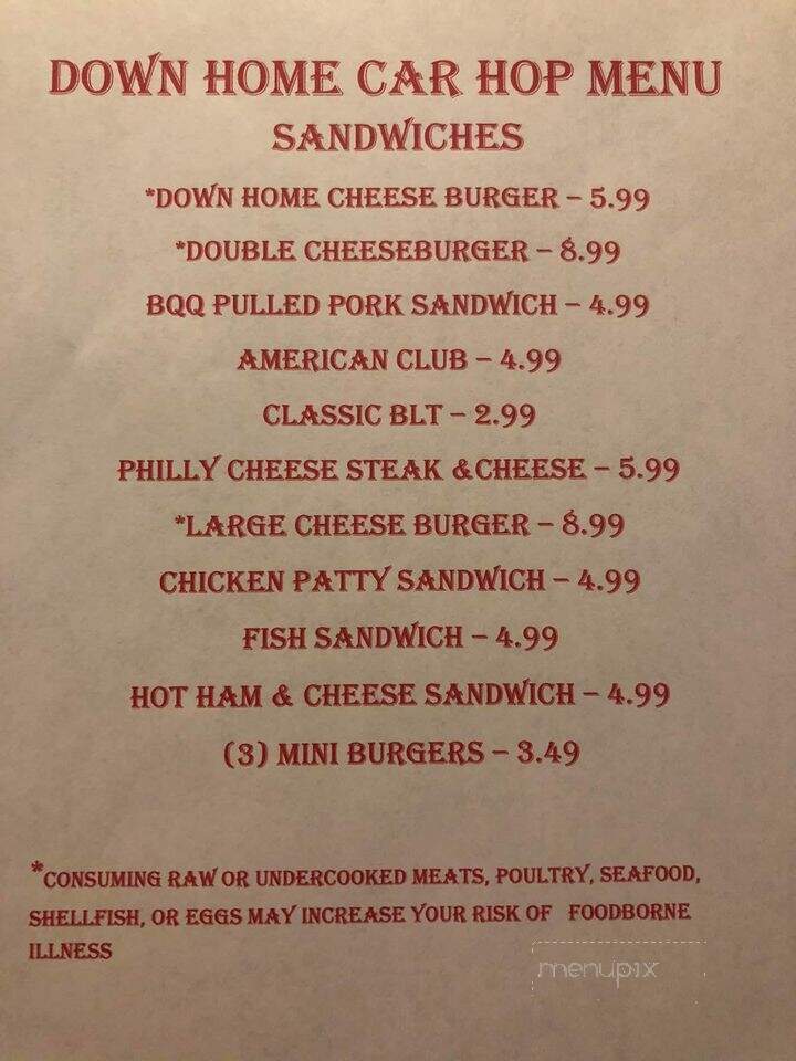 Down Home Restaurant - Rutledge, TN menu_pic