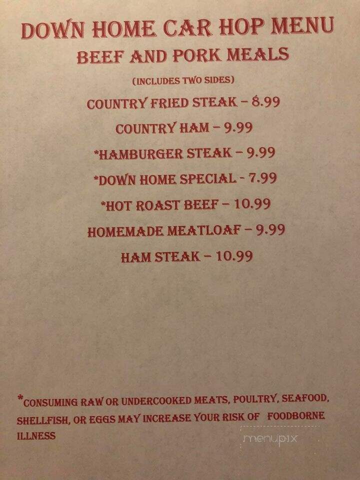 Down Home Restaurant - Rutledge, TN menu_pic