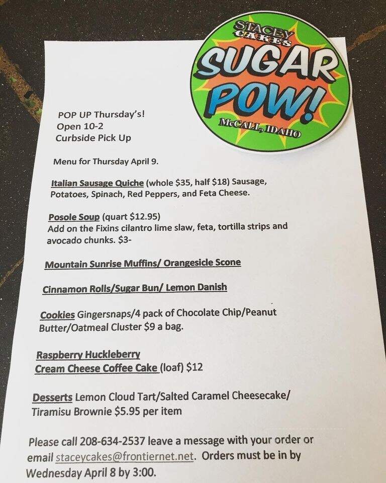 Stacey Cakes - Mccall, ID menu_pic