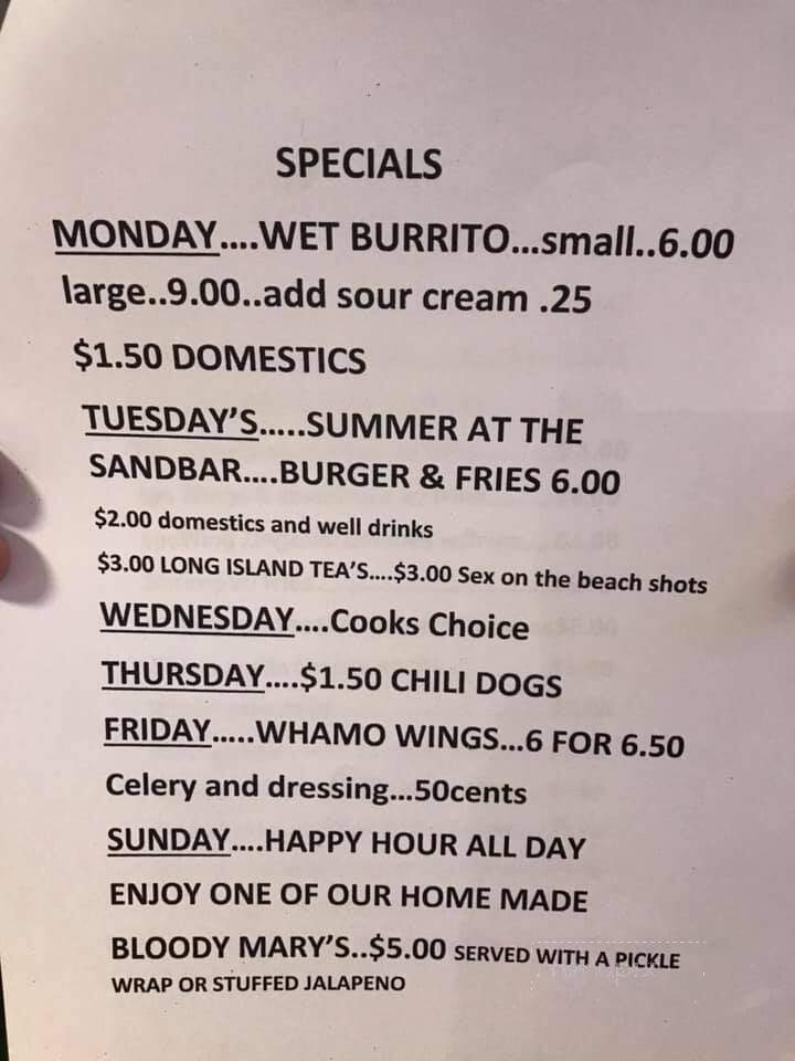 Sand-Bar - Muskegon, MI menu_pic