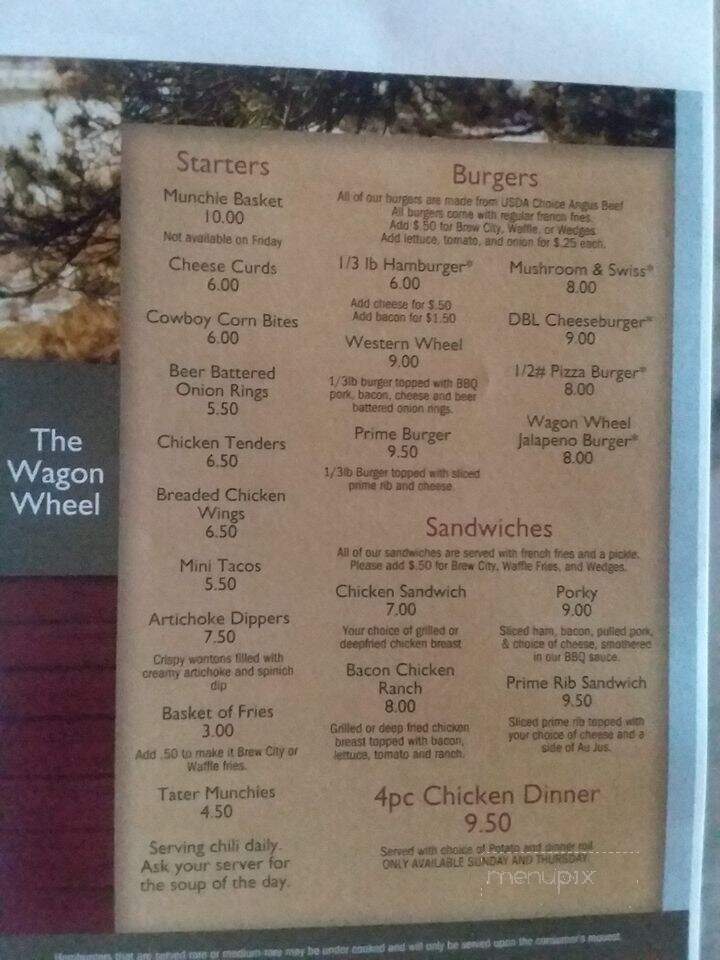 Wagonwheel Bar & Grill - Bancroft, WI menu_pic