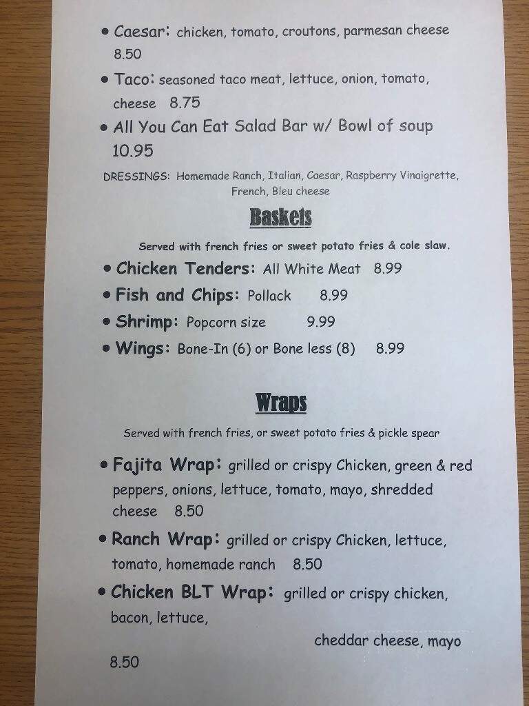 B's Family Restaurant - Au Gres, MI menu_pic