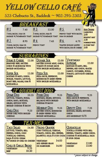 Yellow Cello Cafe & Pizza - Subd B, NS menu_pic