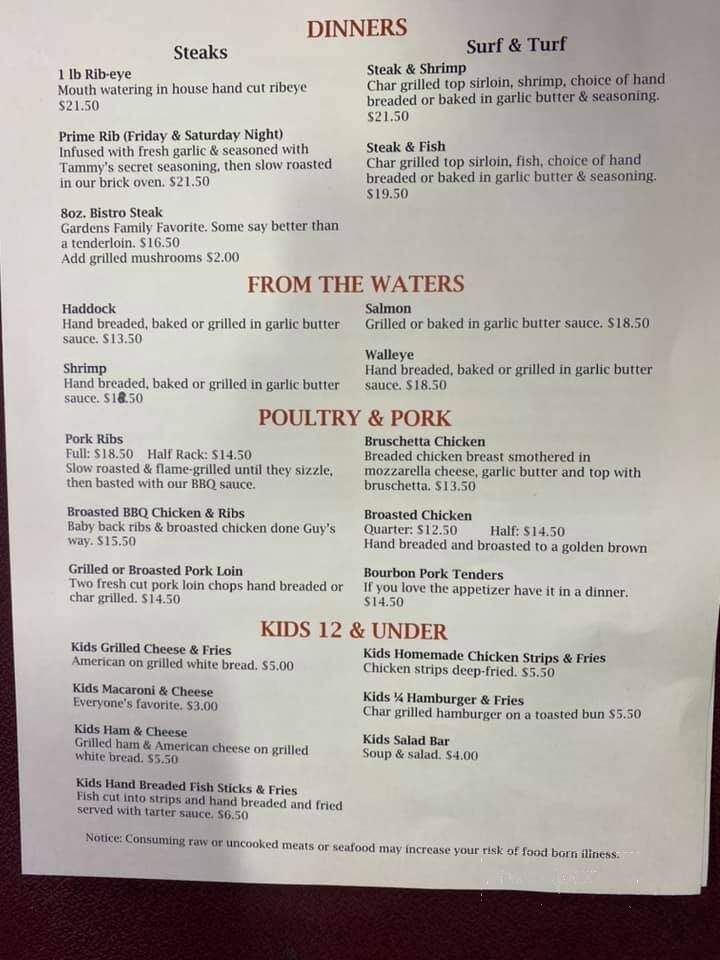 Country Gardens Motel & Lounge - Soldiers Grove, WI menu_pic