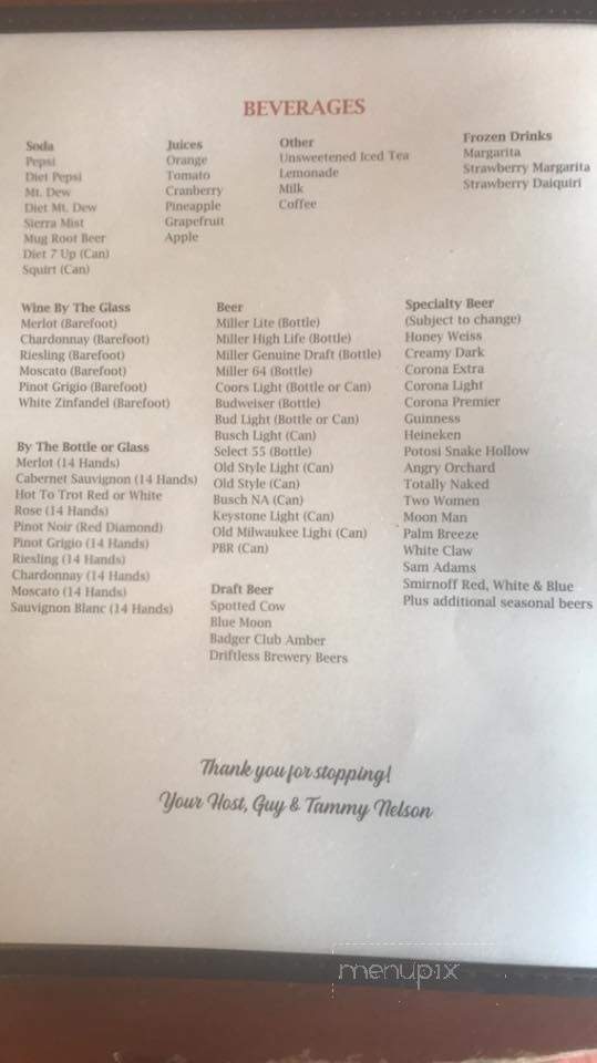 Country Gardens Motel & Lounge - Soldiers Grove, WI menu_pic