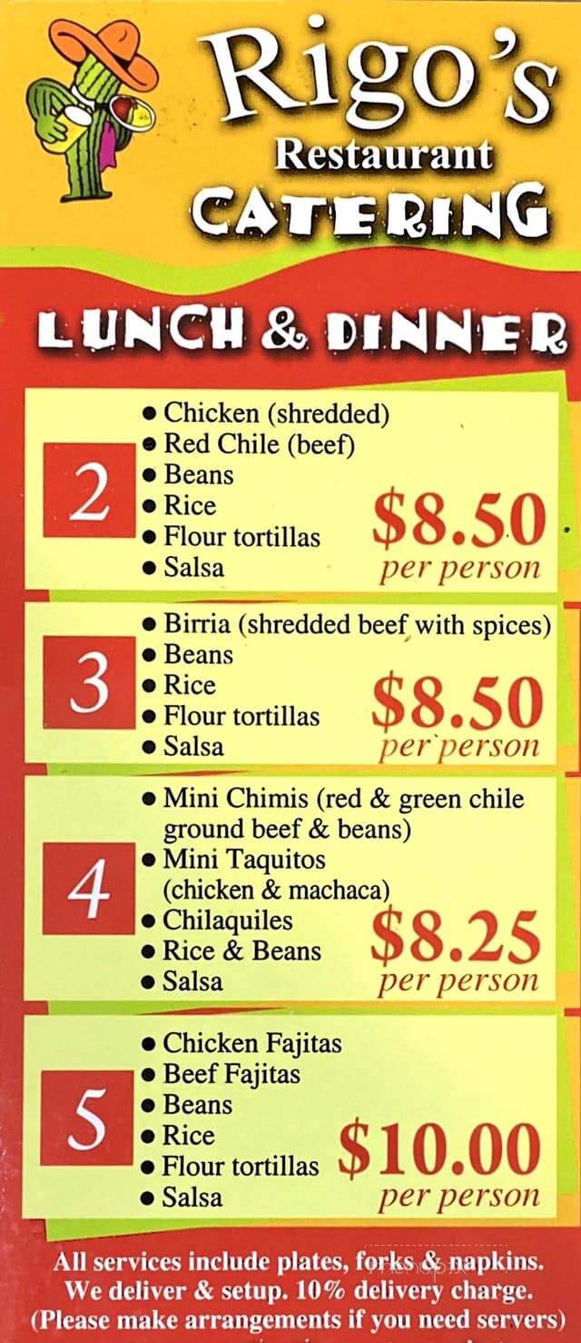 Rigo's - Benson, AZ menu_pic