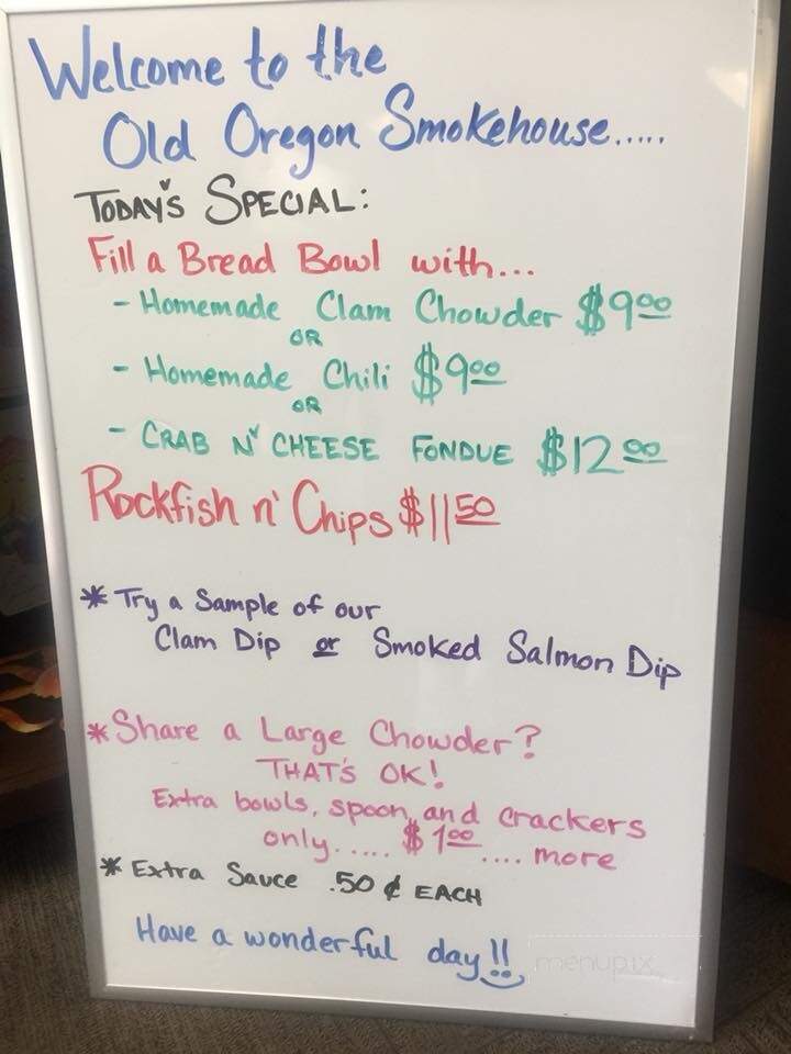 Old Oregon Smokehouse - Tillamook, OR menu_pic