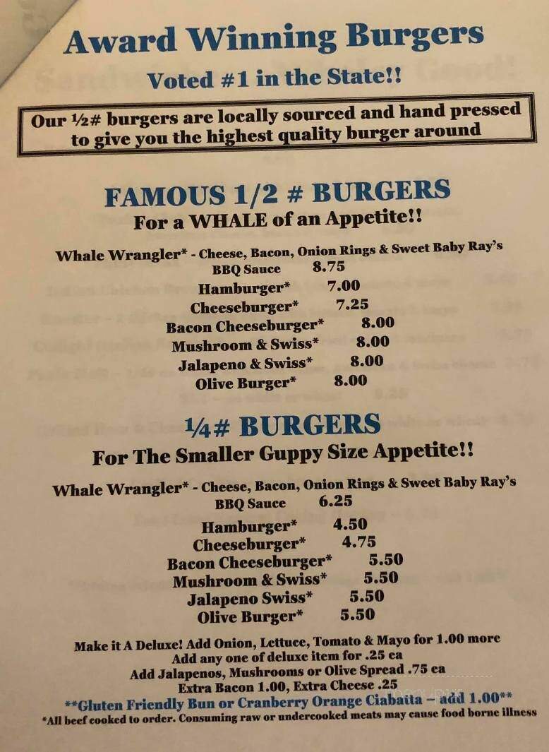 Thirsty Whale - Norway, MI menu_pic