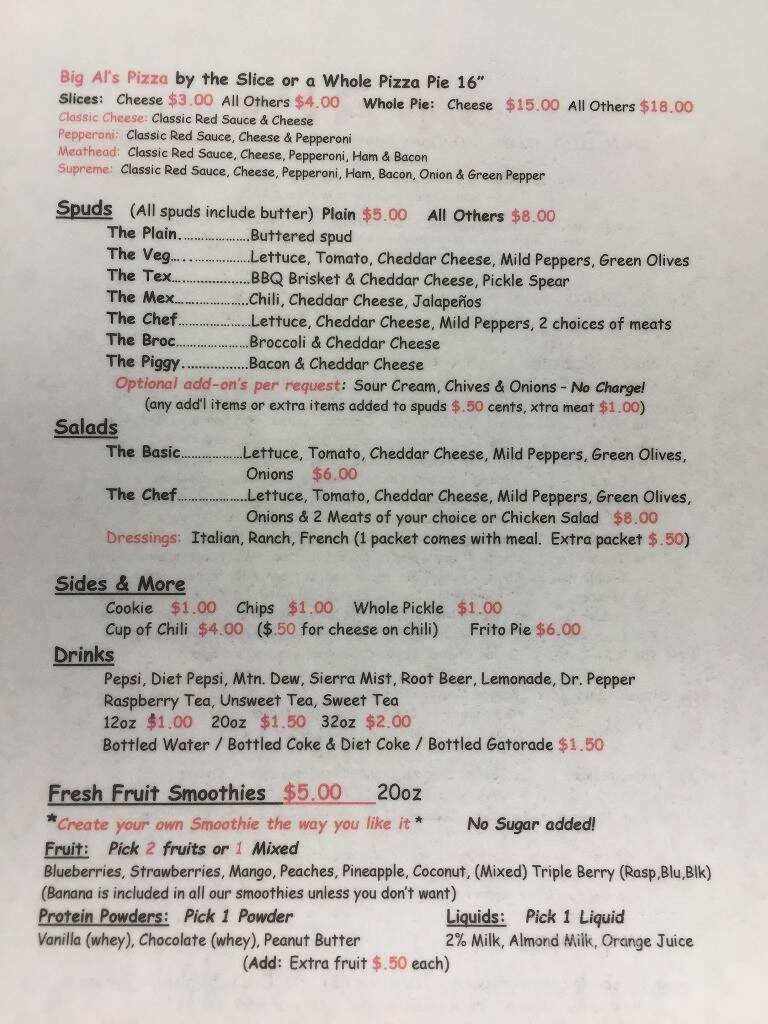 Big Al's Deli - Ozark, MO menu_pic
