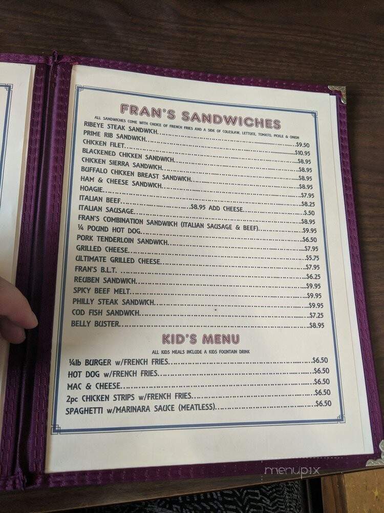 Fran's On 17 - Kankakee, IL menu_pic