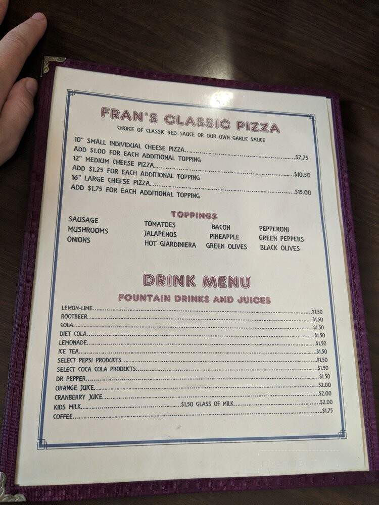 Fran's On 17 - Kankakee, IL menu_pic