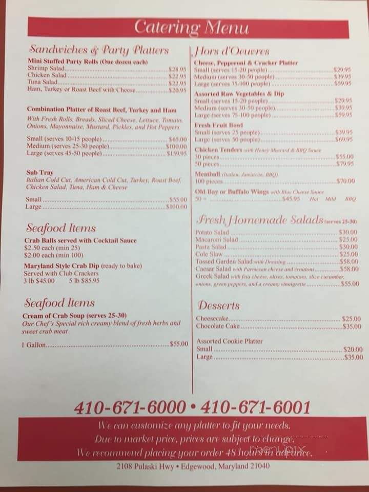 Sam's Delicatessen - Edgewood, MD menu_pic