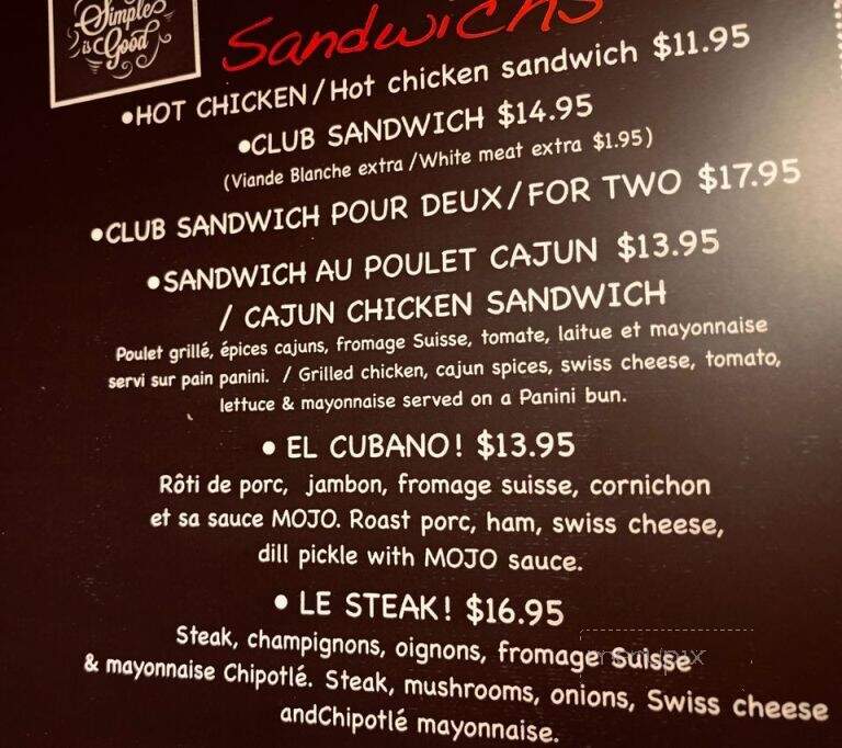 Resto Bar Top Shot - Lachute, QC menu_pic