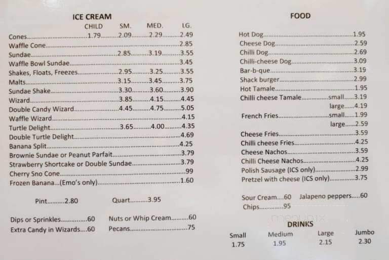 Ice Cream Shack - Peoria, IL menu_pic