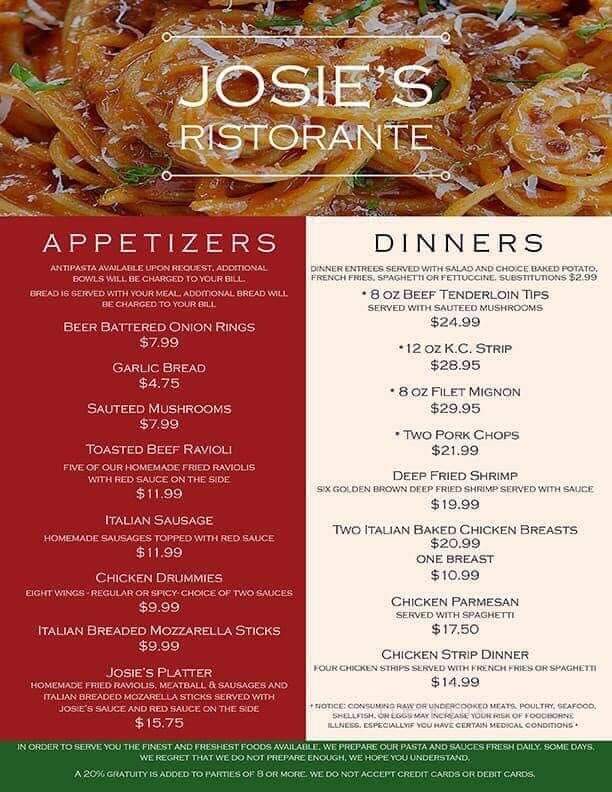 Josie's Ristorante - Scammon, KS menu_pic