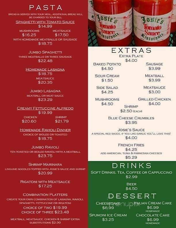 Josie's Ristorante - Scammon, KS menu_pic