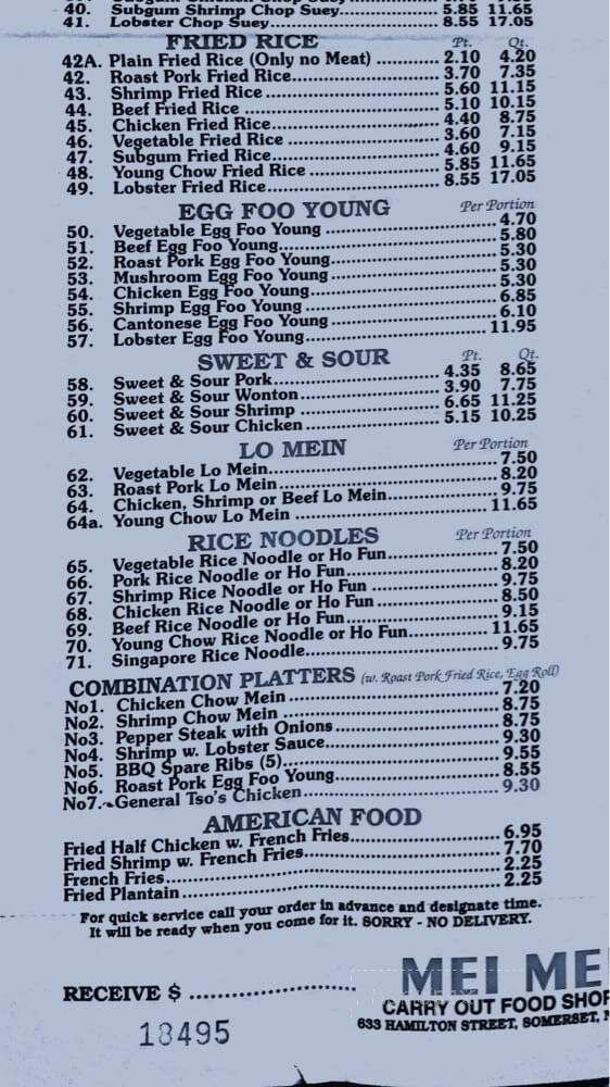 Mei-Mei Chinese Take-Out - Somerset, NJ menu_pic