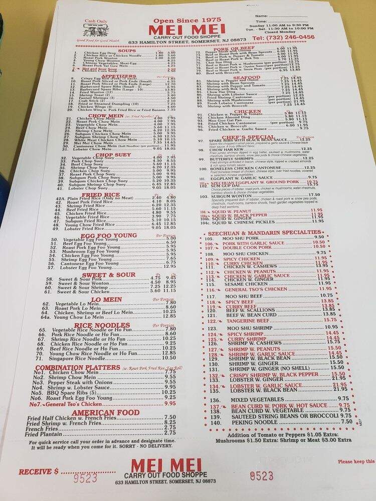 Mei-Mei Chinese Take-Out - Somerset, NJ menu_pic