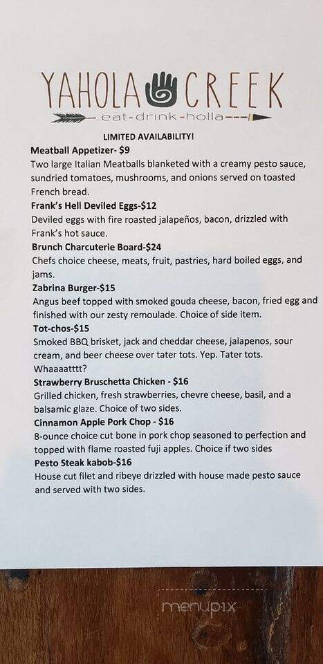 Yahola Creek - Flovilla, GA menu_pic