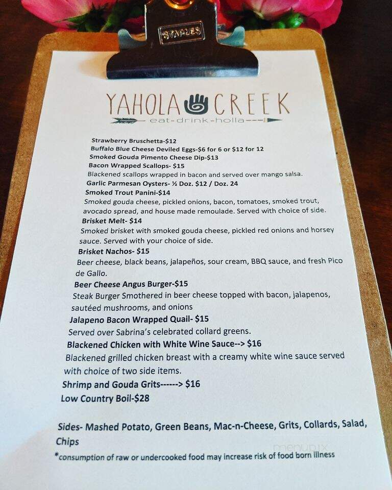 Yahola Creek - Flovilla, GA menu_pic